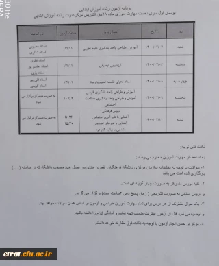 به پیوست در خصوص چگونگی برگزاری آزمون پایانی پودمان اول مرحله اول دوره هارت آموزان حق التدریس و.......